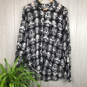 NWOT Vintage long sleeve collared handmade tribal faces buttoned shirt old stock